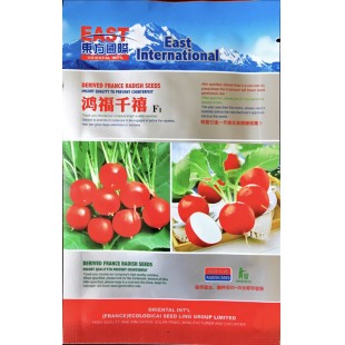 香港东方国际 鸿福千禧樱桃萝卜种子 鲜红色圆形根 主根细小 无须根 单根重20克左右  5克装