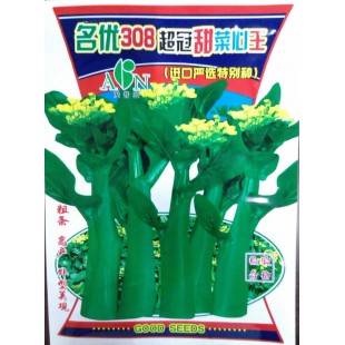 广东爱普农 名优308超冠甜菜心王种子 叶片椭圆 耐寒 耐雨水 抗霜霉毒病和疫病 菜心种子 200克装