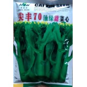 广东爱普农 尖丰70油绿甜菜心种子 叶柄特短 苔叶尖叶型 耐风雨 抗病 从播种至始收35天左右 菜心种子 400克装