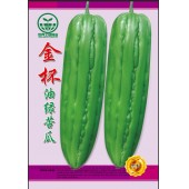 世界之窗种业 金杯油绿苦瓜种子 黄籽 中早熟 皮色油绿有光泽 单果重800克左右 肉厚 形状美观 苦瓜种子 10克装