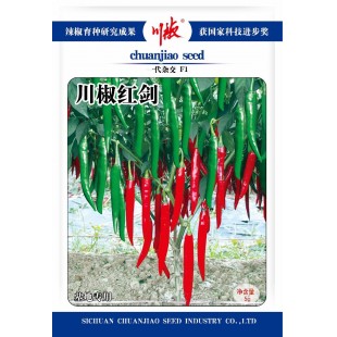 四川川椒 川椒红剑辣椒种子 中熟 羊角形 特抗病 抗热 采收期长 青椒颜色深绿 红椒鲜红靓丽 肉厚 辣椒种子 5克装