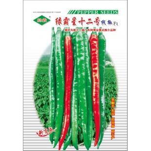 广州绿霸 绿霸星十二号线椒种子 果顺直 光亮 更抗病 更丰产 中早熟 长势旺 长23-28cm 辣椒种子 5克装